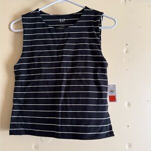 GAP Women's Navy and White Striped Tank Top